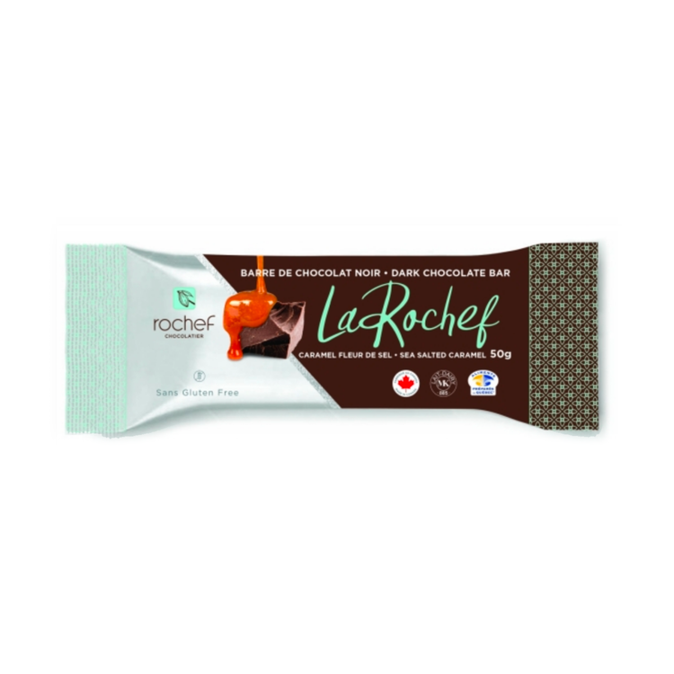 Barre de chocolat noir caramel fleur de sel -Rochef