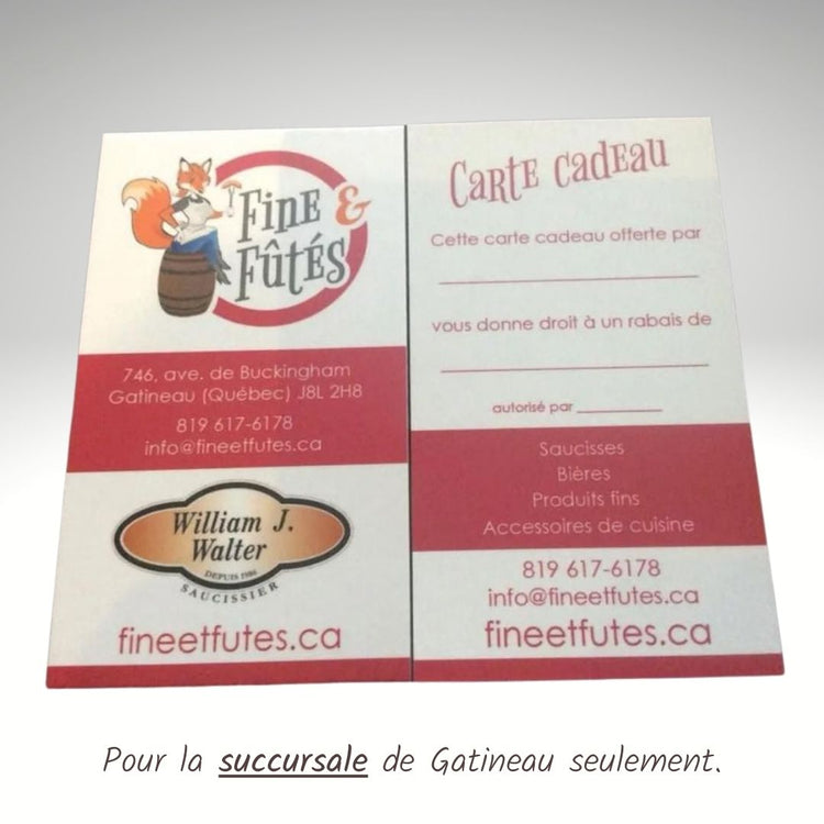 Carte-cadeau -Magasinage en magasin seulement